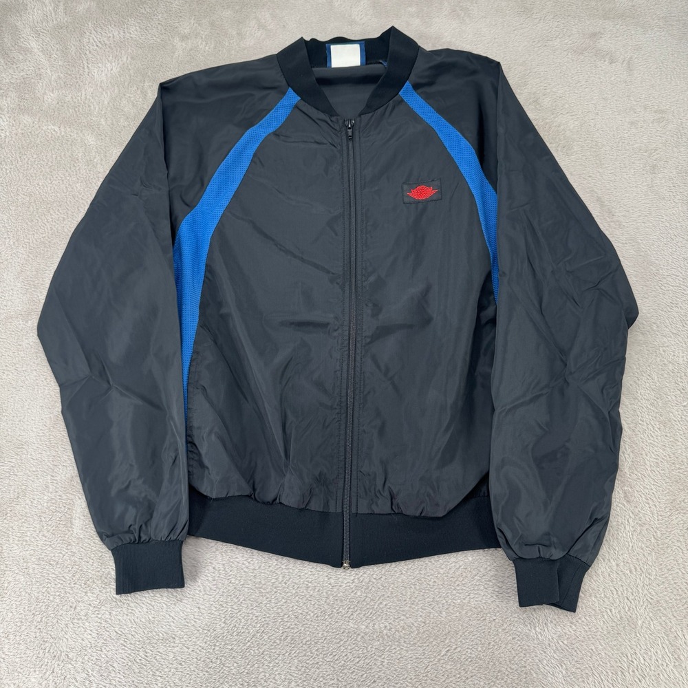 Vintage 80s Nike Air Jordan Bomber Jacket Mens Medium Black Full Zip Nylon
